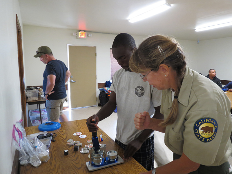 Parks staff working with program participants