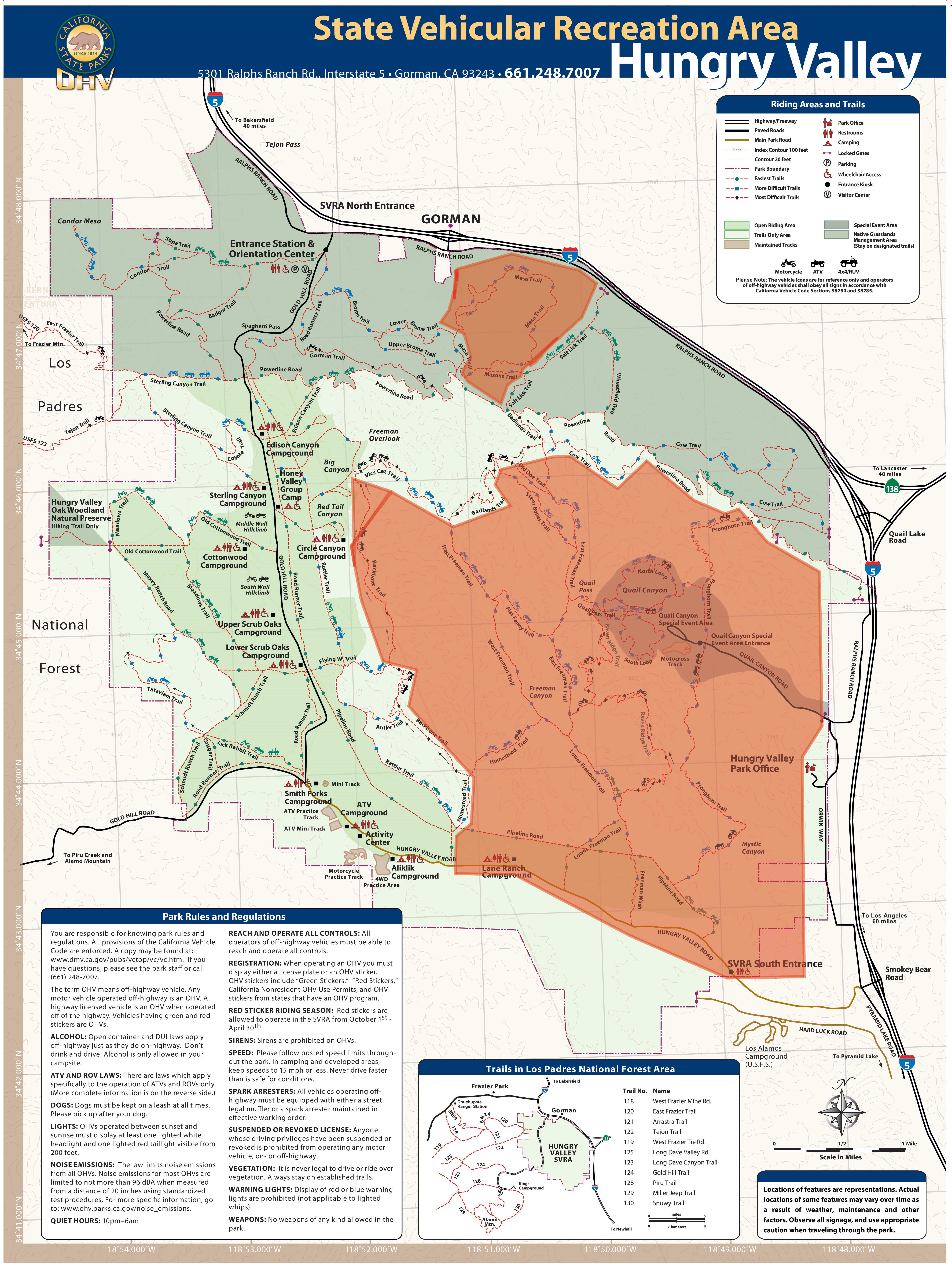Hungry Valley SVRA Post Fire Partial Closure Map