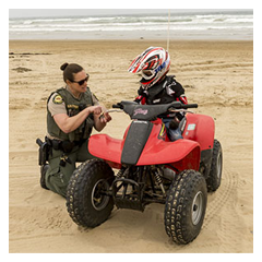 Sharing saftey tips with young rider