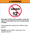 Under 12 Warning Sticker
