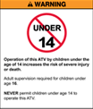 Under 14 Warning Sticker