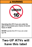 Under 16 two up Warning Sticker