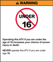 Under 16 Warning Sticker