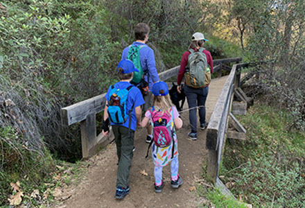 Family Hiking to Avreys Pond Pioneer Express Trail