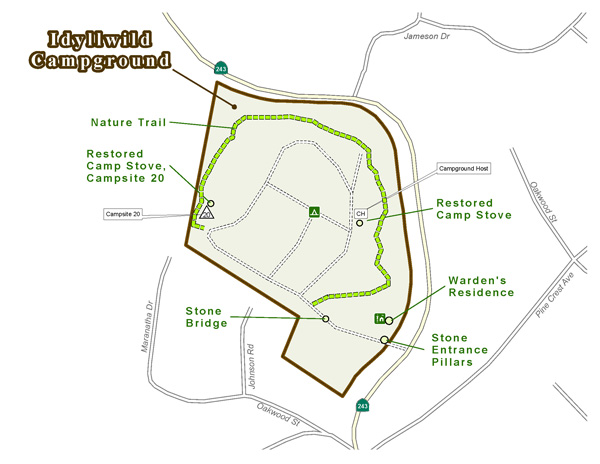 Map of CCC Heritage Tour features, Mt. San Jacinto SP