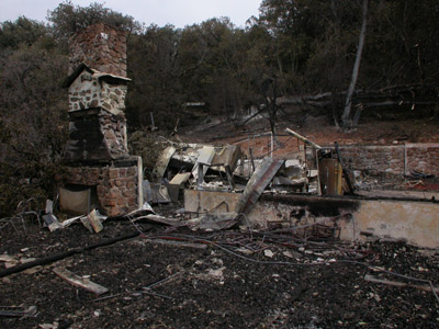 Cuyamaca CCC-built Boy Scout camp building after fire