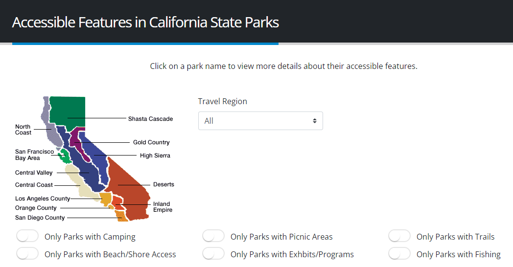 Click to visit the Accessible Features in California State Parks website