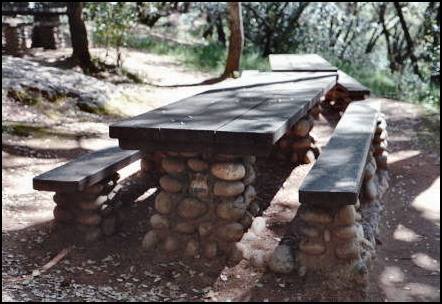 Picnic table located in Marshall Gold Discovery SHP