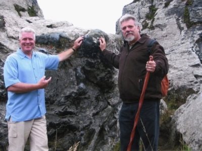 Breck Parkman wiith Huell Howser, host of California's Gold, on the Sonoma Coast in 2004.