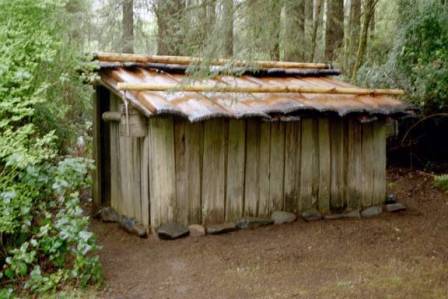 Dressing house with new roof planks.  Note chiseled and seared ends of planks – done to seal them against the ravages of the wet weather of the north coast.  Photo courtesy of  Kathleen Lindahl.