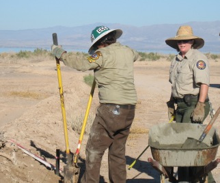 California Conservation Corps member and State Parks staff