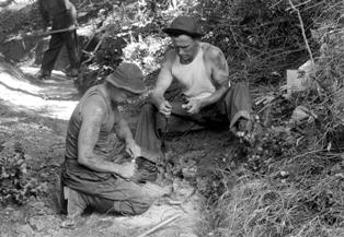 CCC enrollees at Mount Tamalpais working on explosives