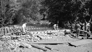 CCC construction of custodian's cottage at Pfeiffer Big Sur in 1934