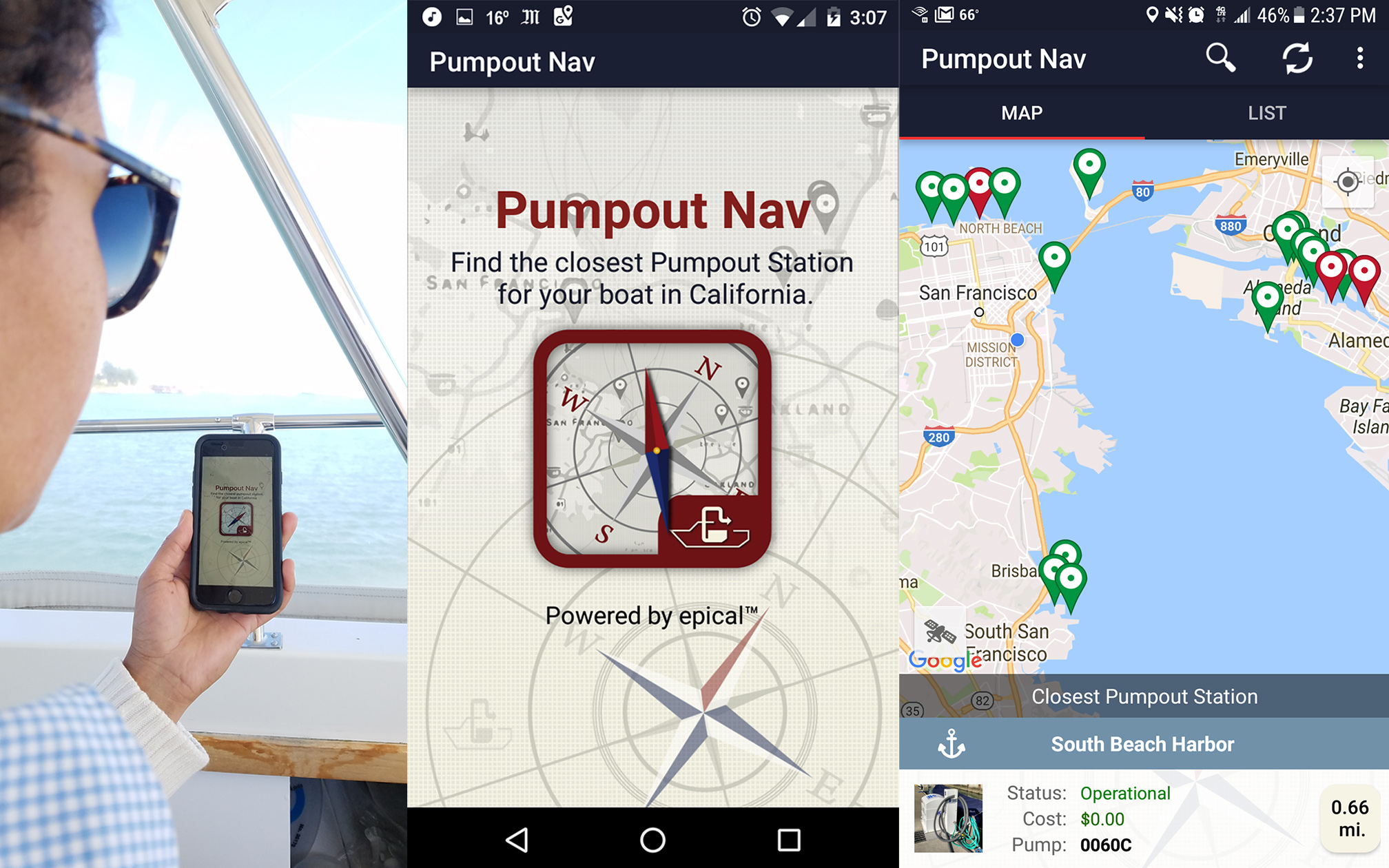 Bay Area Pumpout Locations shown on a map Pumpout Nav
