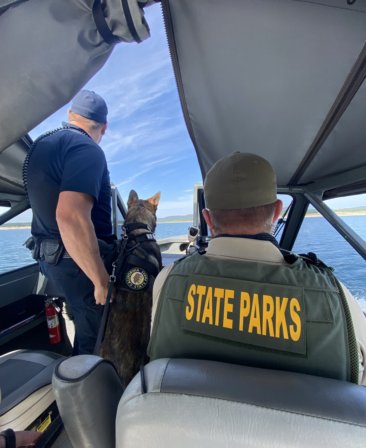 K-9 on boat patrol.