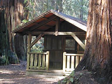 The Woodlands' cabins are wood structures with screened windows.