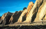 Photo: View  from the beach of the bluff at Schooner Gulch State Beach.