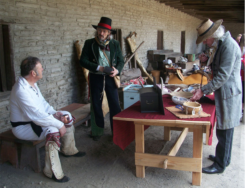 Docents reenacting rancho activities for Living History Day