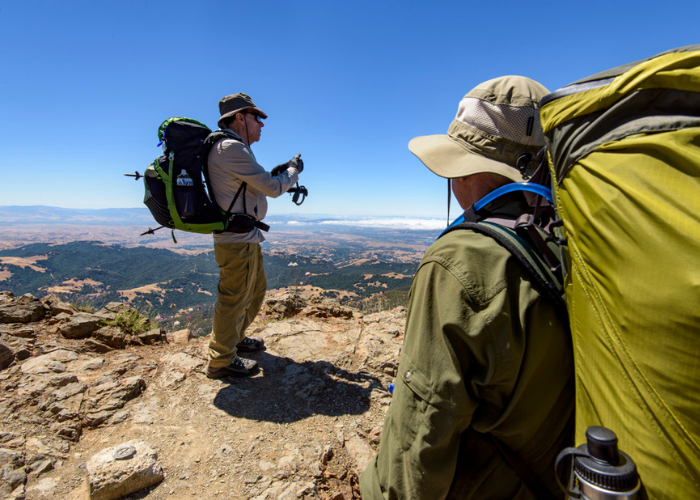 Two hikers in the park