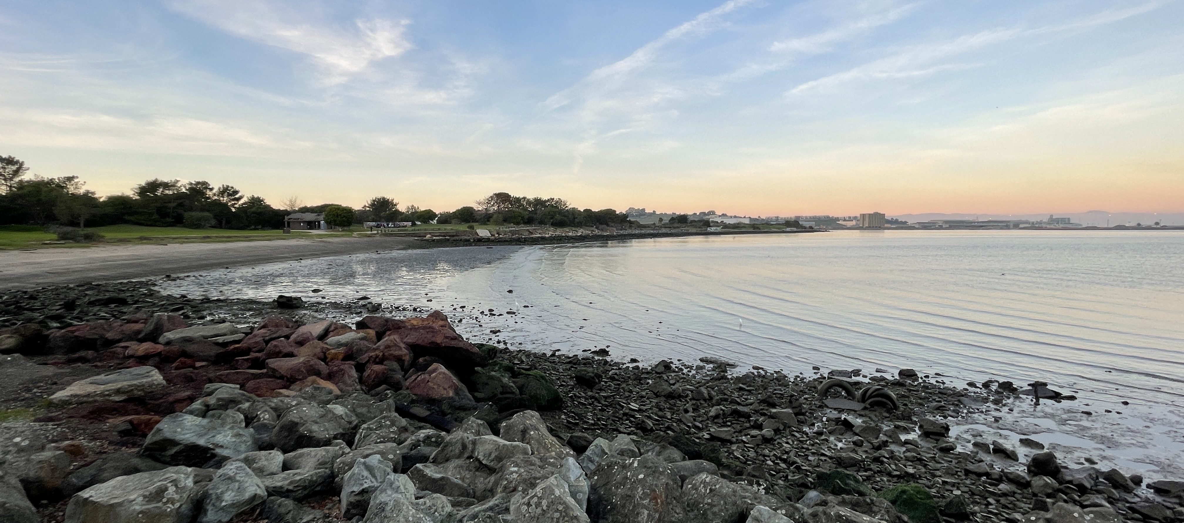 sunrise on the bay at rocky beach