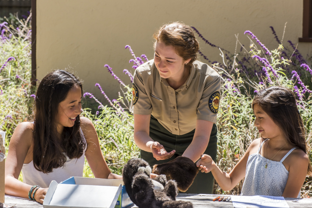 Interpretive staff conducting a Junior Rangers childrens' program at New Brighton State Beach