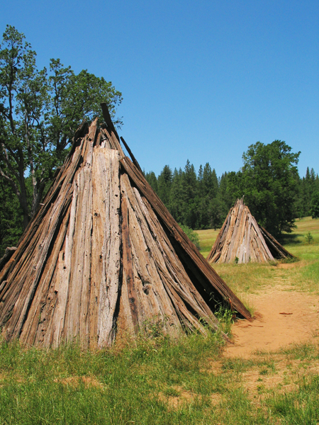 Two bark houses 