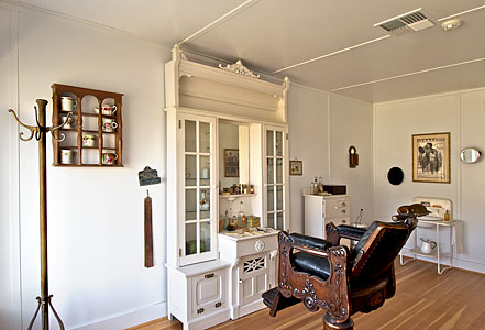 Interior of Allensworth Barbershop