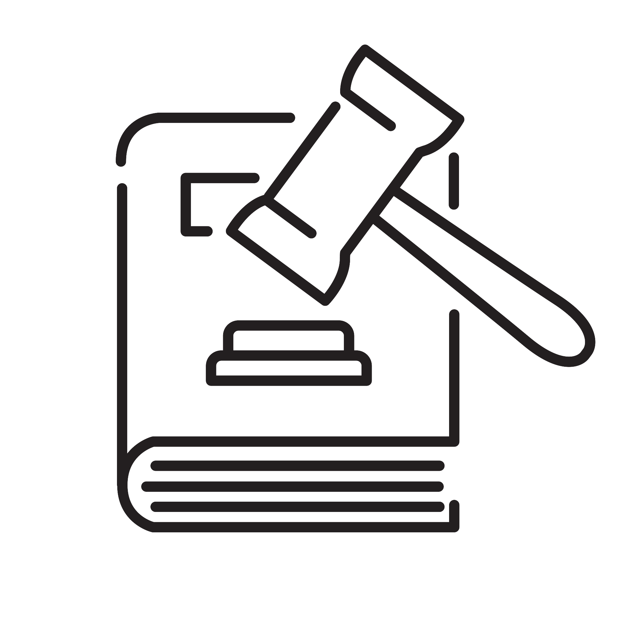 Law book with a gavel 