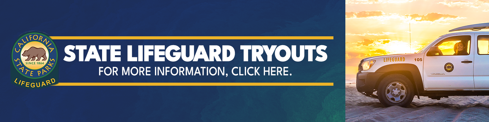 California State Parks Logo with a bear in the center placed on a lifeguard patch. Text reads California State Parks Logo with a bear in the center placed on a lifeguard patch. Text reads