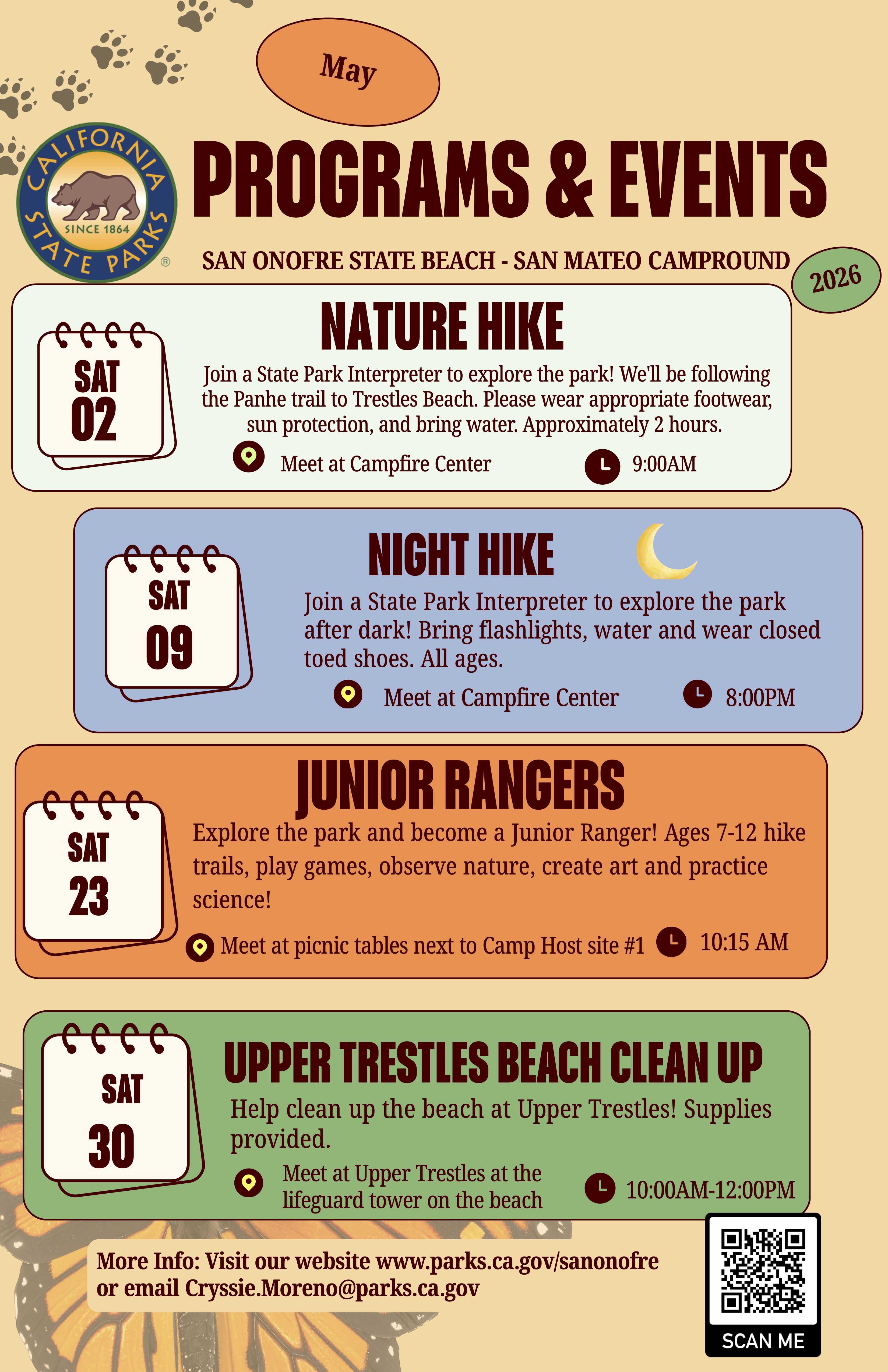 San Onofre State Beach May 2026 Calendar of Events