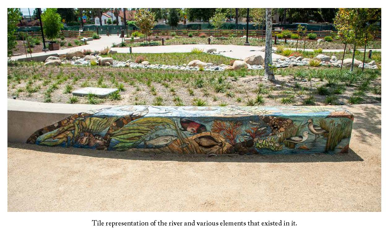 Tile representation of the river and various elements that existed in it
