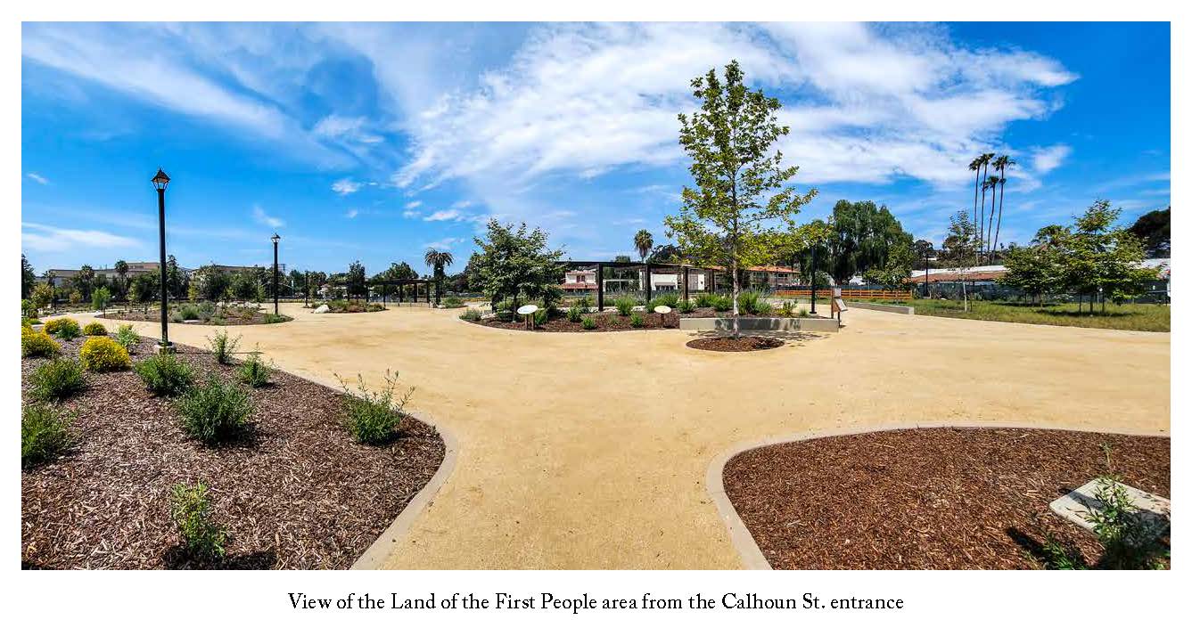 View of the Land of the First People area from the Calhoun St. entrance