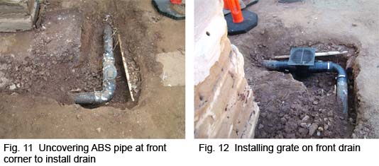 Uncovered ABS pipe and installing drain