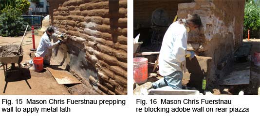 Mason Chris Fuerstnau prepping and repairing wall