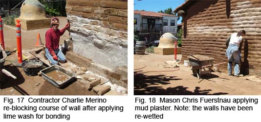 Reblocking wall and applying mud plaster