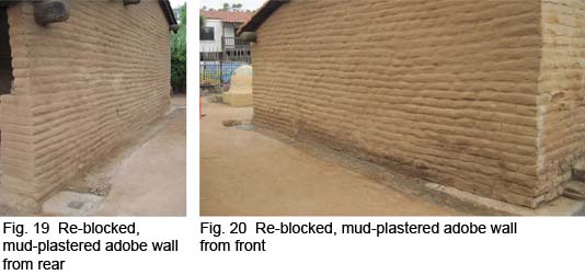 Re-blocked, mud-plastered wall