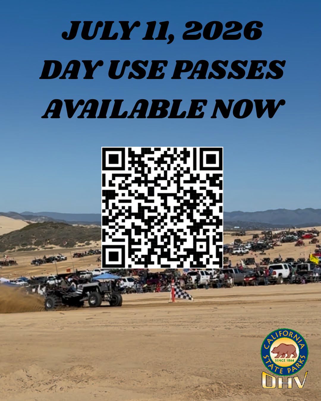 July 11, 2026 Day Use Passes Available Now QR Code