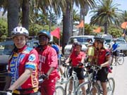 Peddling for Peace riders at Refugio State Beach and heading towards El Capitan SB