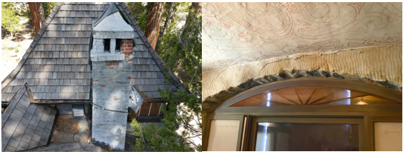 Damage to chimney and Morning Room to be repaired. Photos from California State Parks.