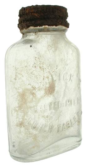 Horlick's Malted Milk Company bottle recovered from Old Sacramento SHP in 1974